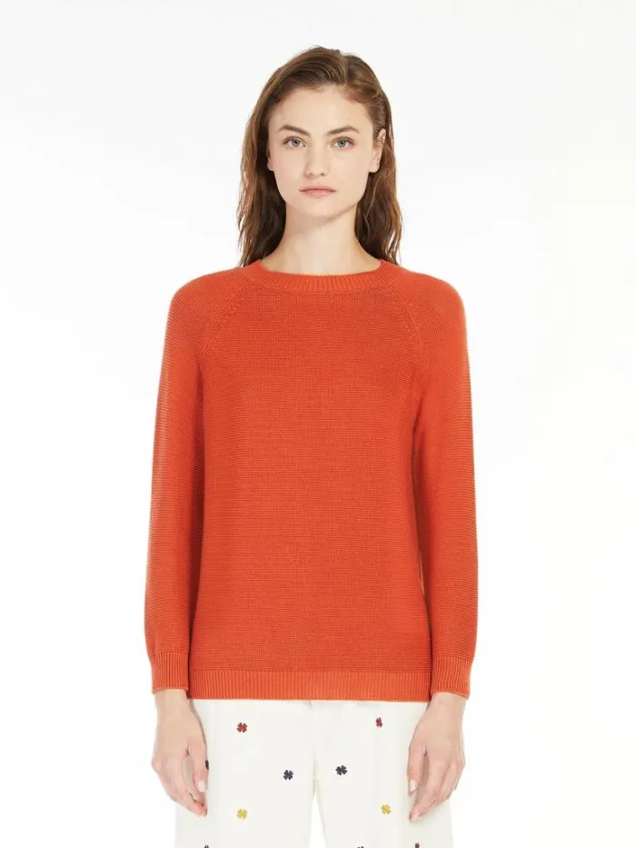 Women Max Mara Knitwear Relaxedfit Cotton Sweater Orange