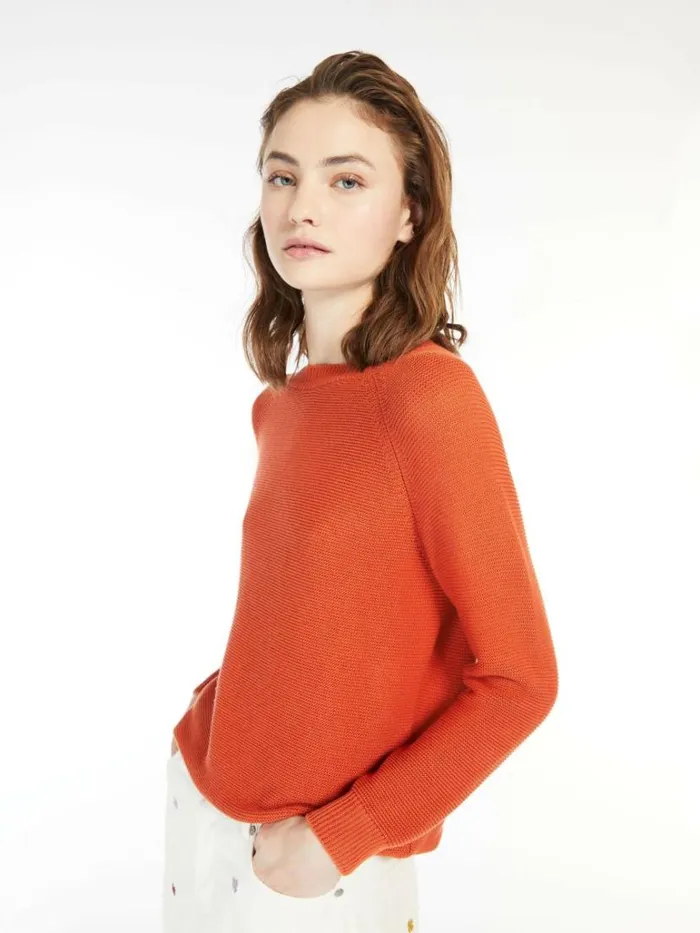 Women Max Mara Knitwear Relaxedfit Cotton Sweater Orange