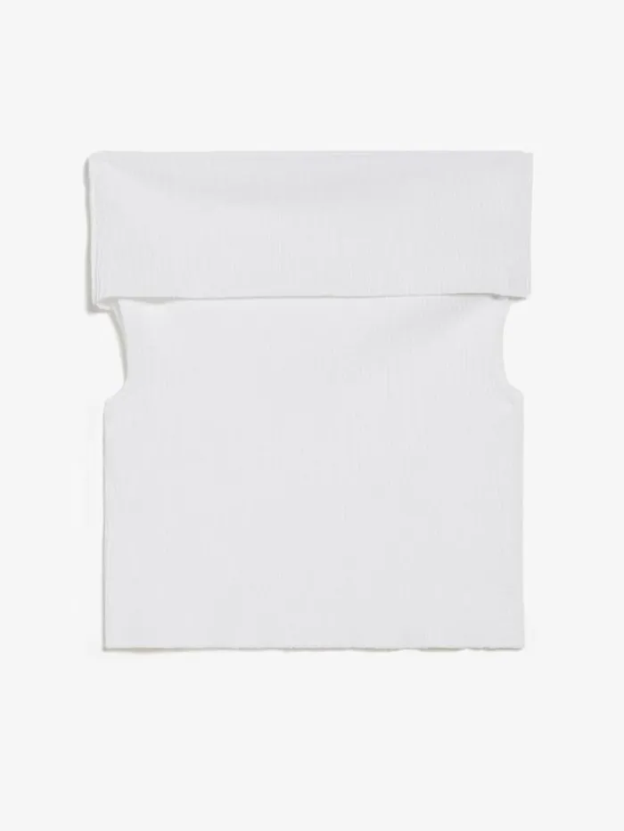 Women Max Mara Knitwear Ribbed Viscose Crop Top Optical White