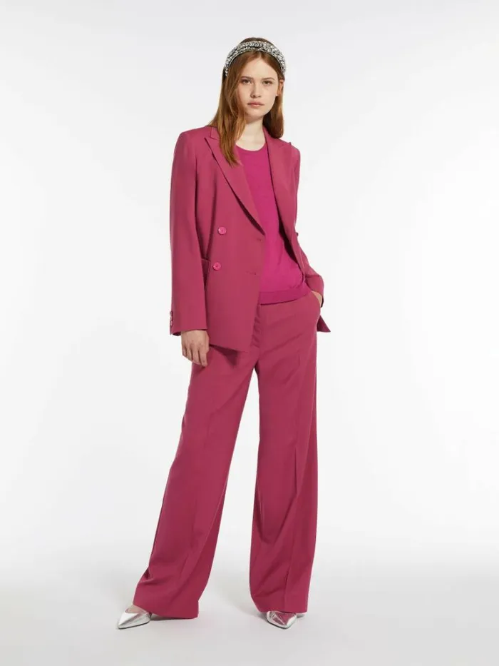 Women Max Mara Knitwear Silk And Cotton Yarn Tshirt Fuchsia