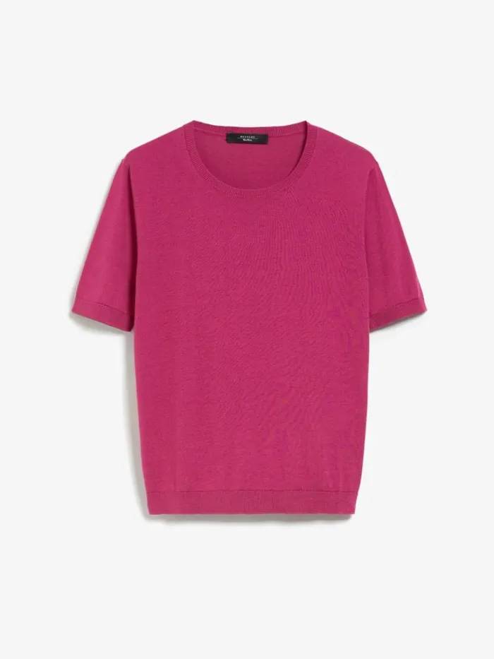 Women Max Mara Knitwear Silk And Cotton Yarn Tshirt Fuchsia