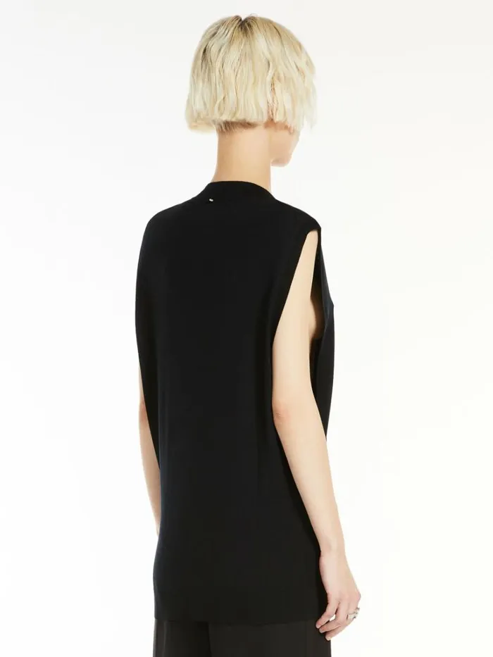 Women Max Mara Knitwear Sleeveless Wool And Silk Sweater Black