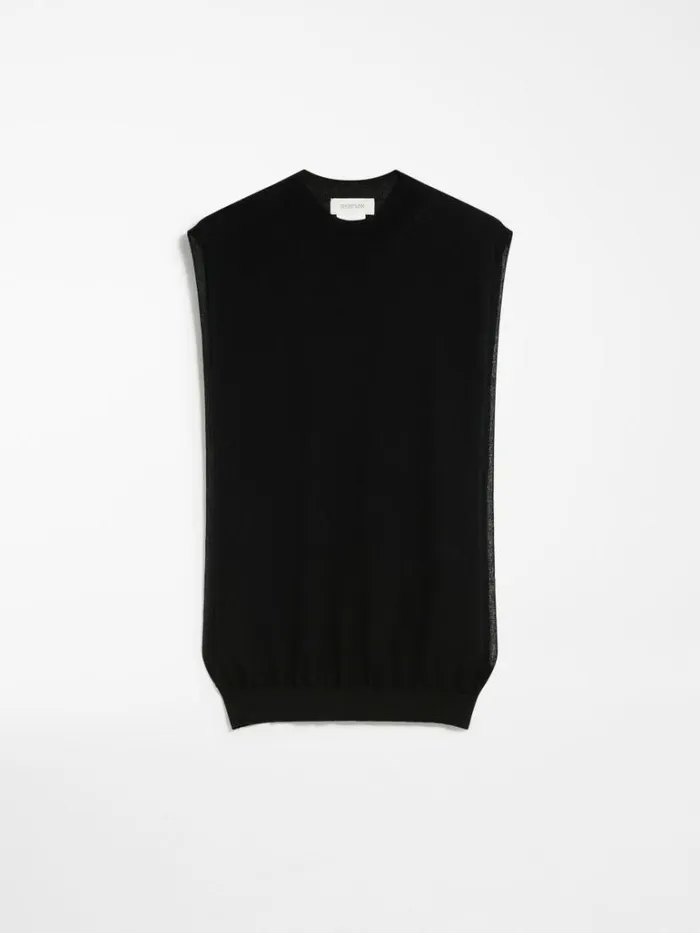 Women Max Mara Knitwear Sleeveless Wool And Silk Sweater Black