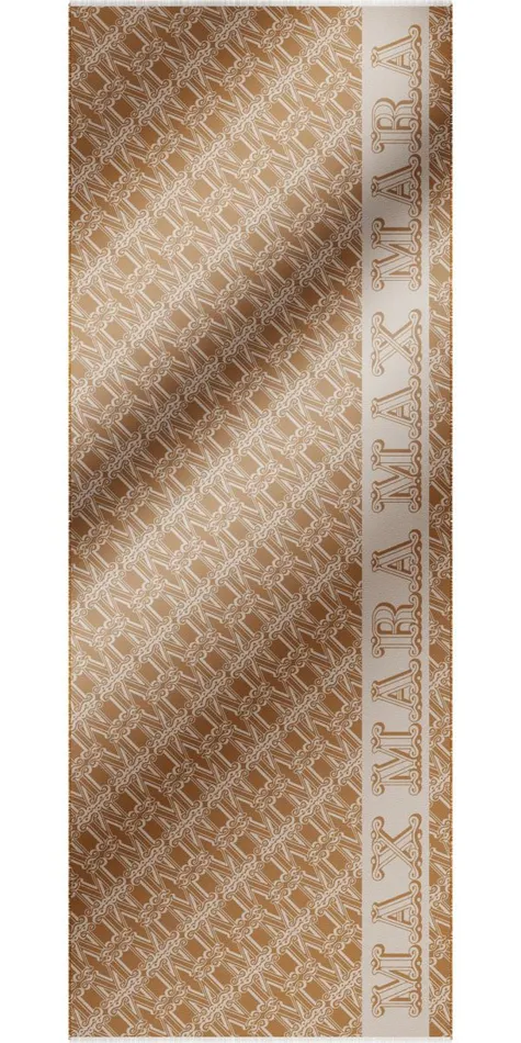 Women Max Mara Scarves And Foulards Jacquardknit Wool Silk And Linen Stole Tobacco