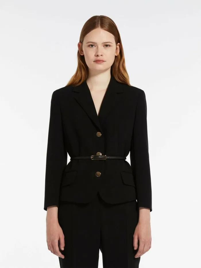 Women Max Mara Suit Belted Cady Jacket Black