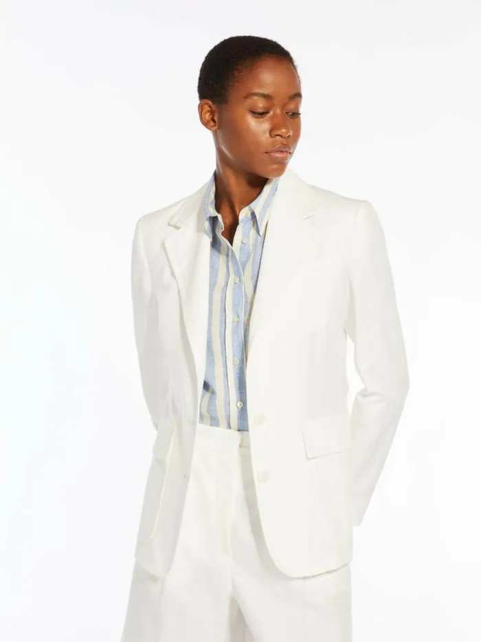 Women Max Mara Suit Cotton And Linen Canvas Blazer Ivory