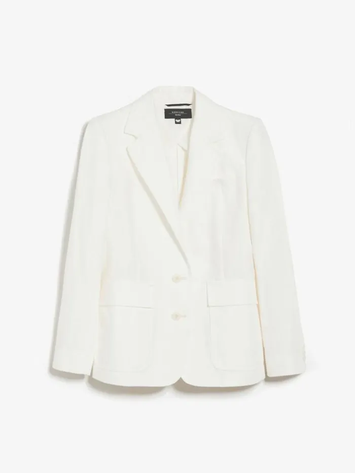 Women Max Mara Suit Cotton And Linen Canvas Blazer Ivory