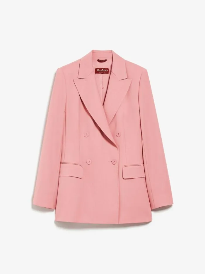 Women Max Mara Suit Doublebreasted Wool Crepe Blazer Dark Pink