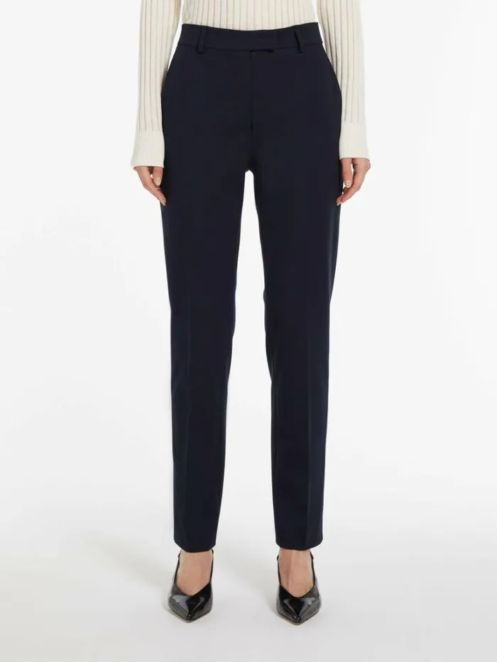 Women Max Mara Suit Milano Jersey Trousers Navy