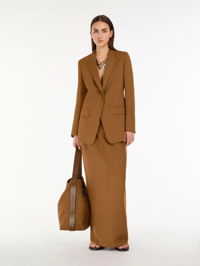 Women Max Mara Suit Singlebreasted Canvas Jacket Tobacco