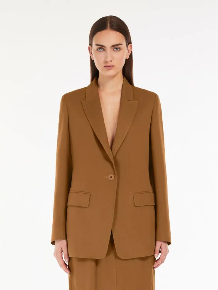 Women Max Mara Suit Singlebreasted Canvas Jacket Tobacco
