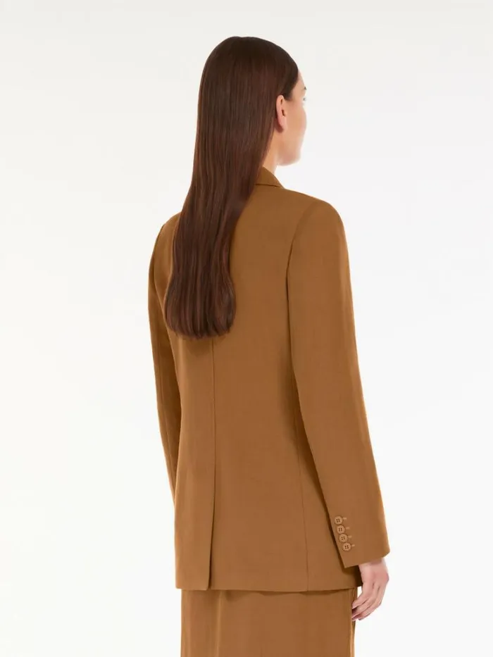 Women Max Mara Suit Singlebreasted Canvas Jacket Tobacco