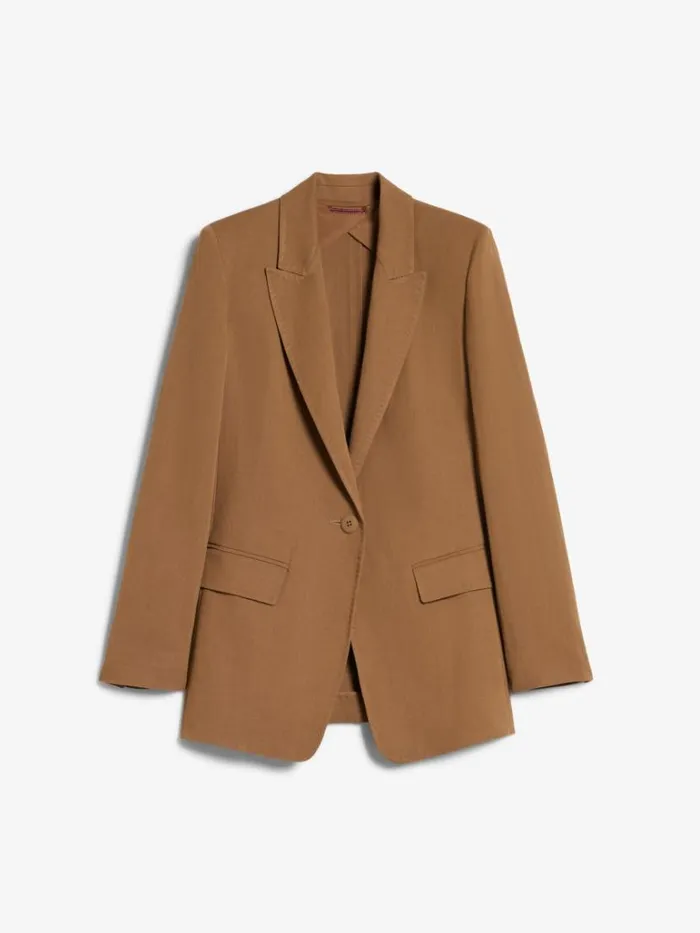 Women Max Mara Suit Singlebreasted Canvas Jacket Tobacco