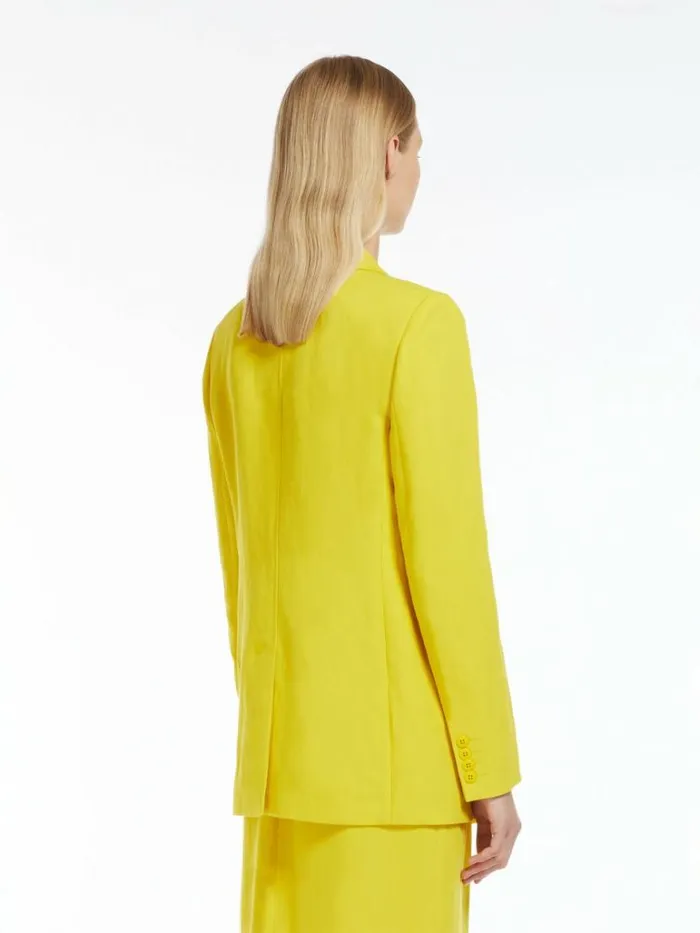 Women Max Mara Suit Singlebreasted Canvas Jacket Yellow