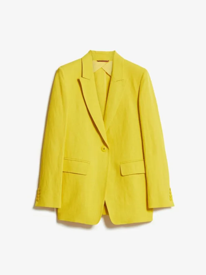 Women Max Mara Suit Singlebreasted Canvas Jacket Yellow