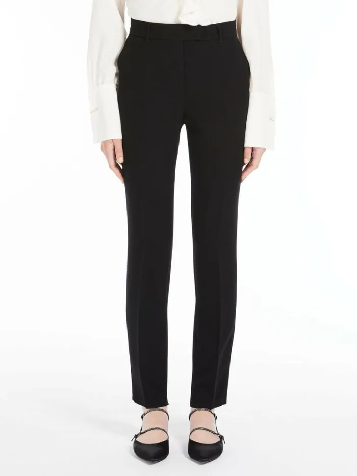 Women Max Mara Suit Straightfit Technical Cady Trousers Black