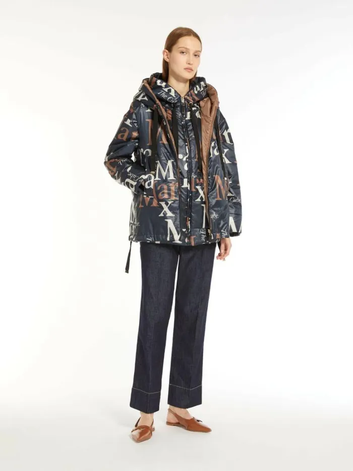 Women Max Mara The Cube 8211 Cameluxe Reversible Parka In Waterresistant Canvas Midnightblue