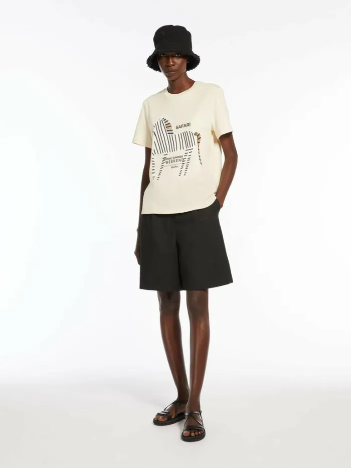 Women Max Mara Tops And Tshirts Cotton Jersey Tshirt Beige