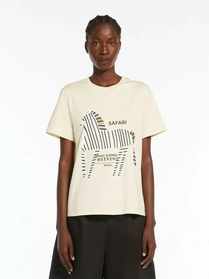 Women Max Mara Tops And Tshirts Cotton Jersey Tshirt Beige