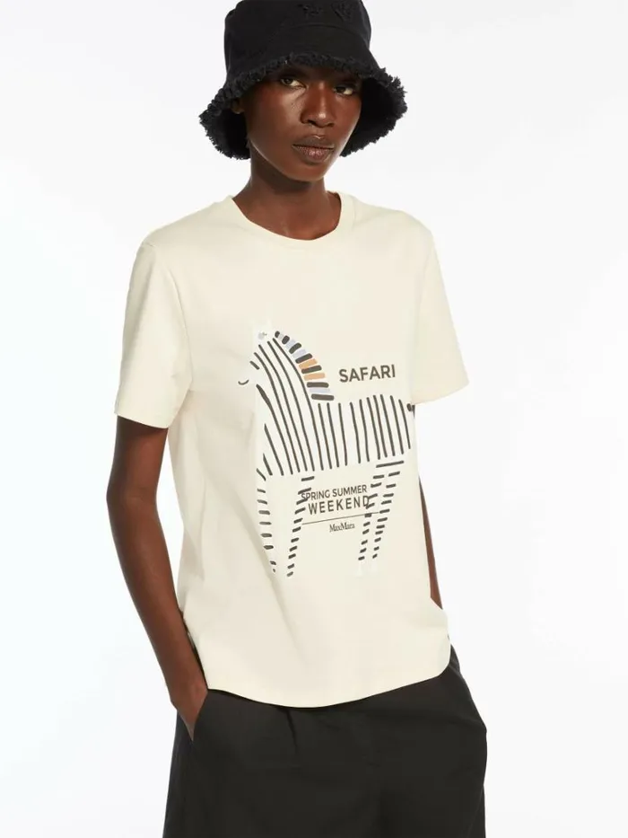 Women Max Mara Tops And Tshirts Cotton Jersey Tshirt Beige