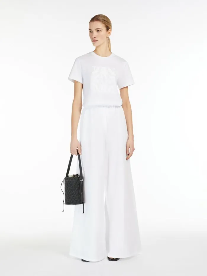 Women Max Mara Tops And Tshirts Cotton Tshirt With Appliqu Optical White