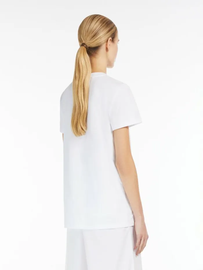 Women Max Mara Tops And Tshirts Cotton Tshirt With Appliqu Optical White