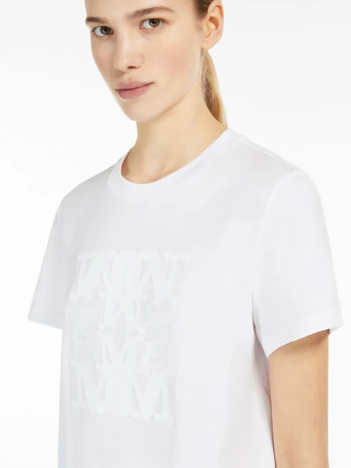 Women Max Mara Tops And Tshirts Cotton Tshirt With Appliqu Optical White