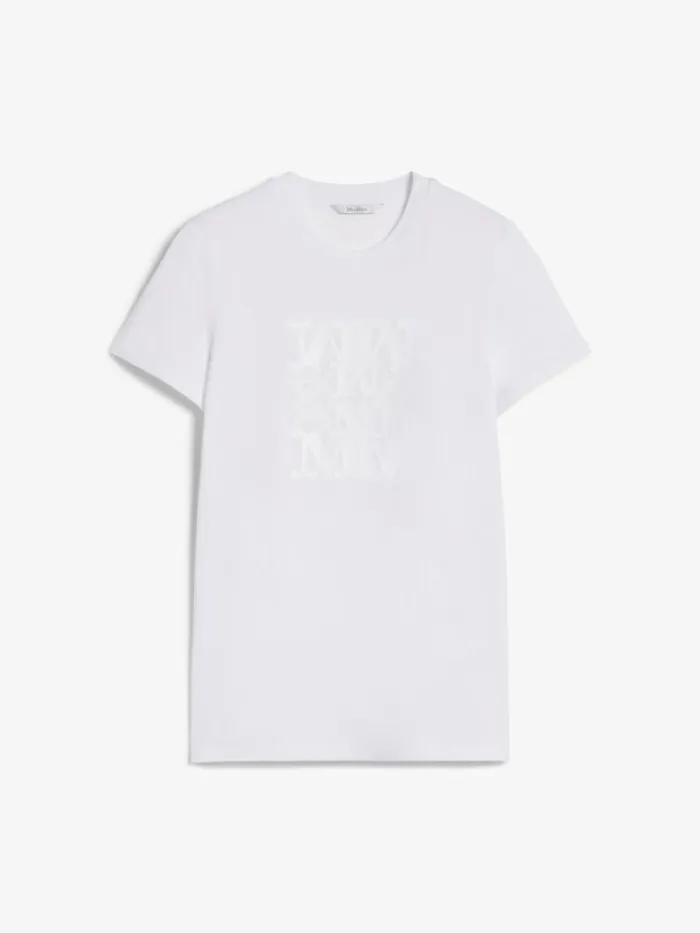 Women Max Mara Tops And Tshirts Cotton Tshirt With Appliqu Optical White