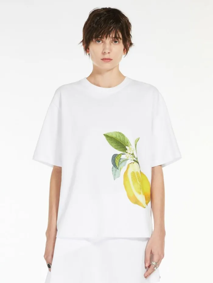 Women Max Mara Tops And Tshirts Floralprint Tshirt Optical White