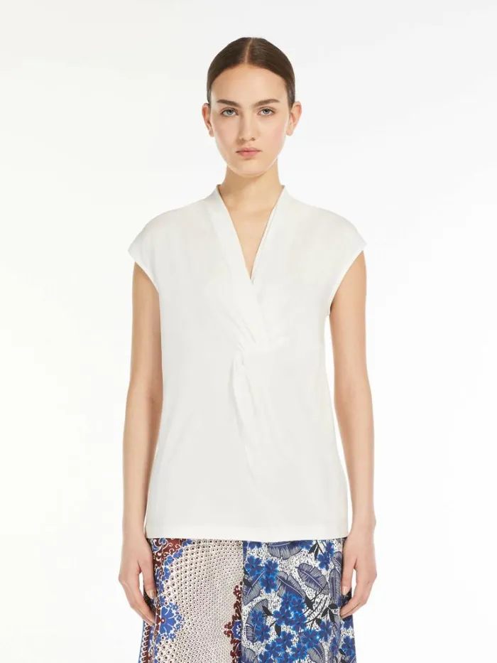 Women Max Mara Tops And Tshirts Lyocell Jersey Top White