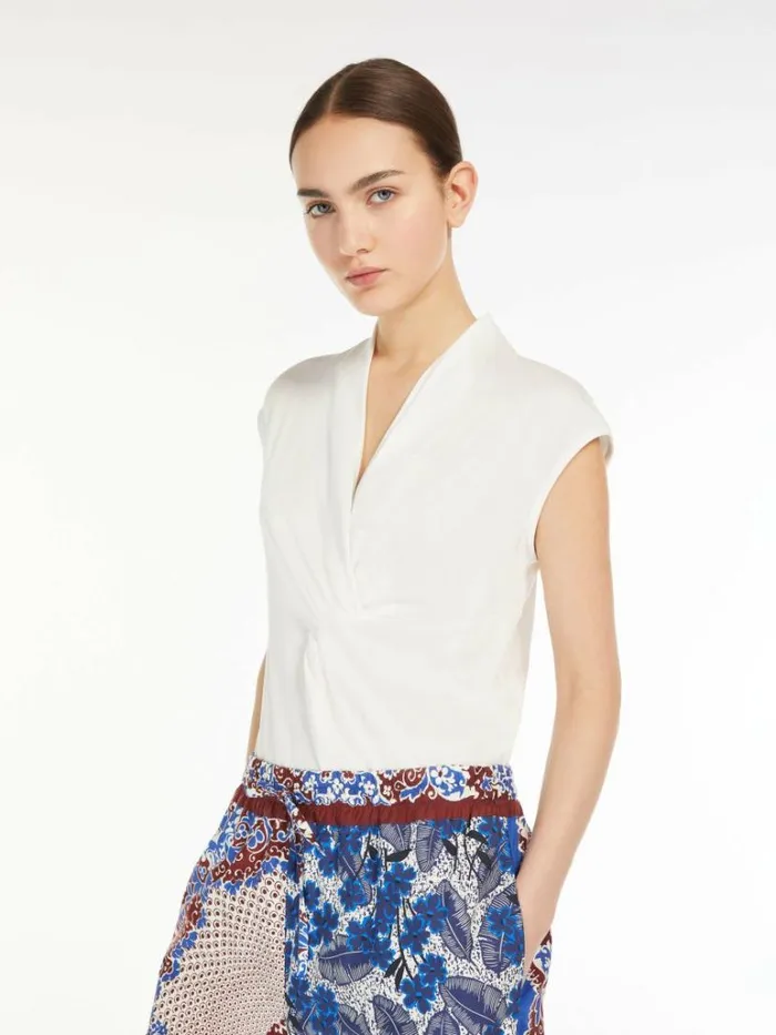 Women Max Mara Tops And Tshirts Lyocell Jersey Top White