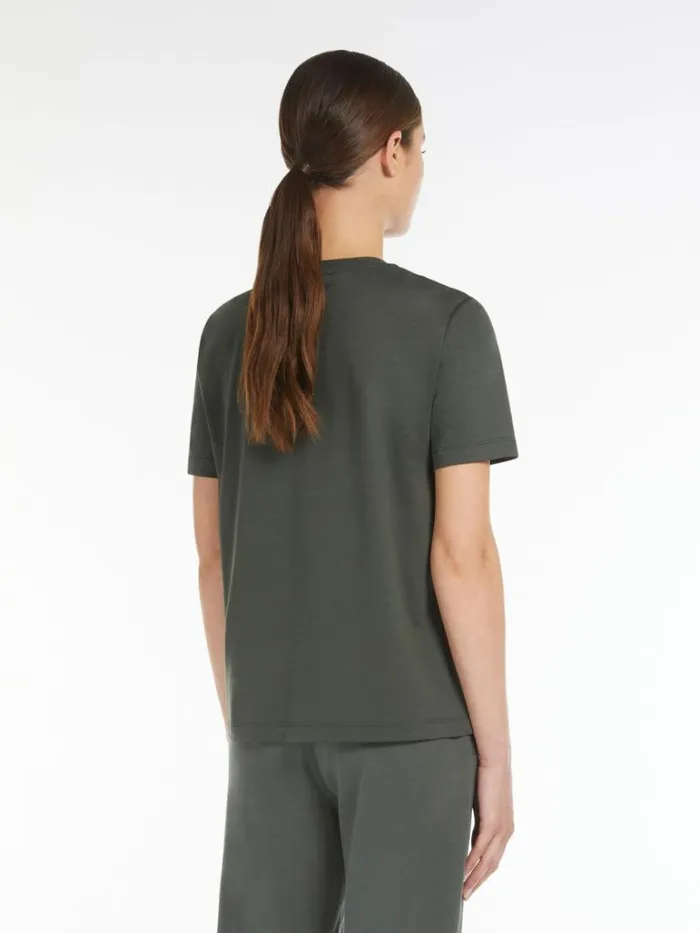 Women Max Mara Tops And Tshirts Slimfit Cotton And Modal Tshirt Dark Green
