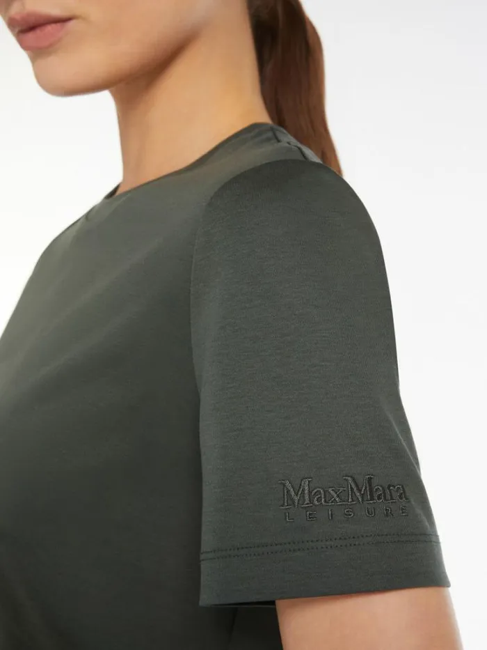 Women Max Mara Tops And Tshirts Slimfit Cotton And Modal Tshirt Dark Green
