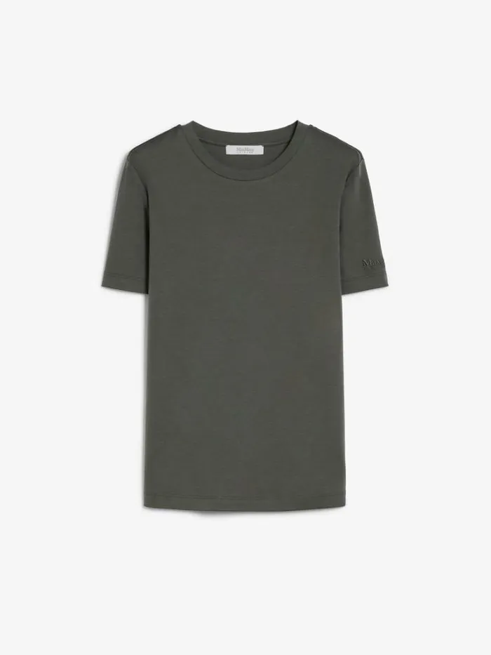 Women Max Mara Tops And Tshirts Slimfit Cotton And Modal Tshirt Dark Green