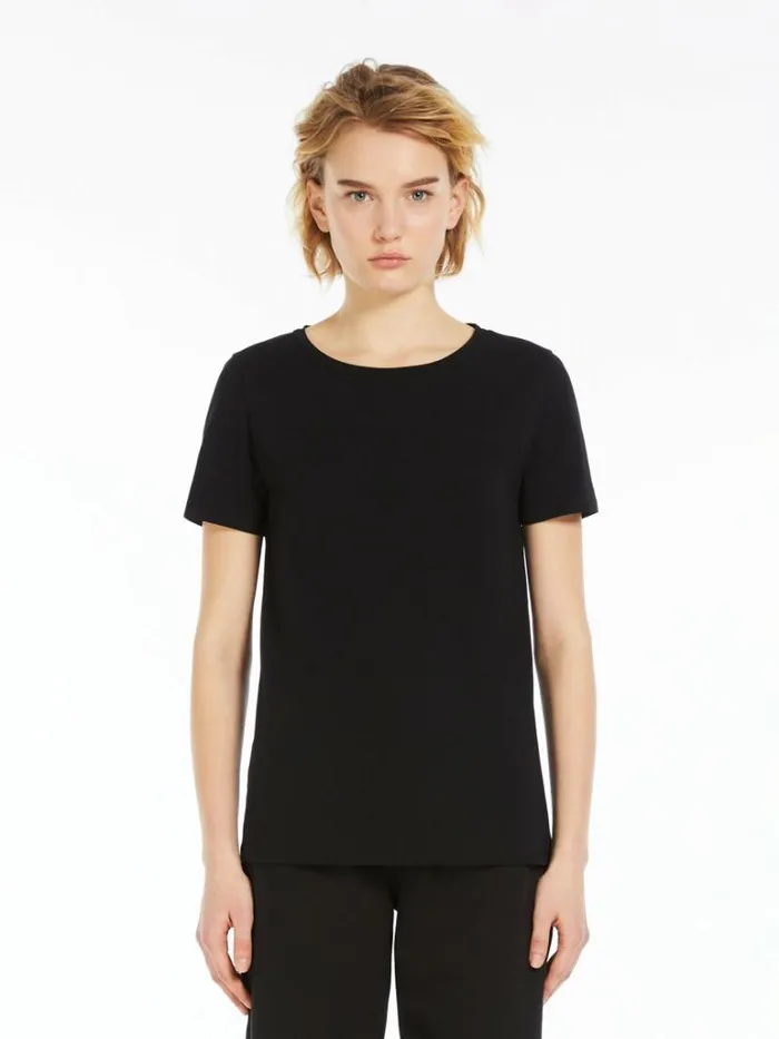 Women Max Mara Tops And Tshirts Straightfit Organic Cotton Tshirt Black