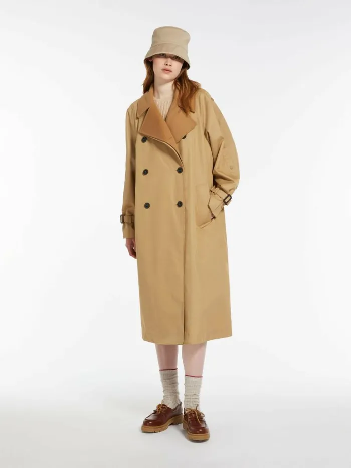 Women Max Mara Trench Belted Waterrepellent Cotton Trench Coat Beige
