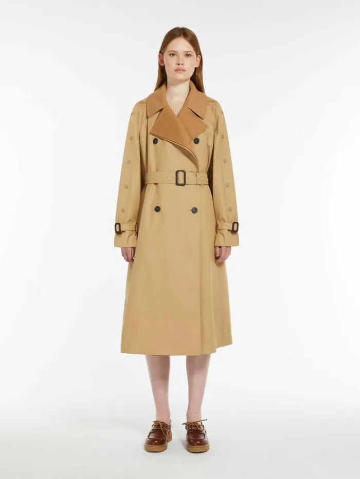 Women Max Mara Trench Belted Waterrepellent Cotton Trench Coat Beige