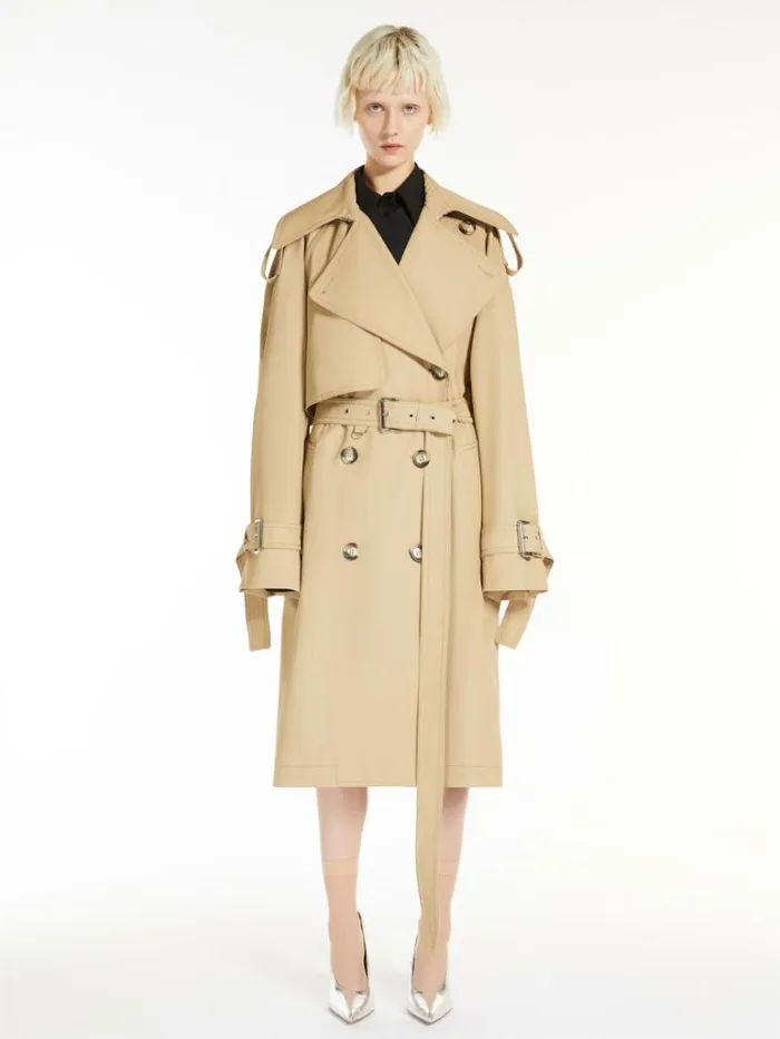 Women Max Mara Trench Cotton Gabardine Trench Coat Beige