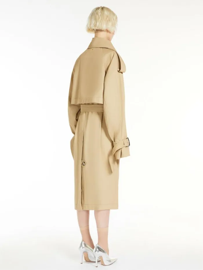 Women Max Mara Trench Cotton Gabardine Trench Coat Beige