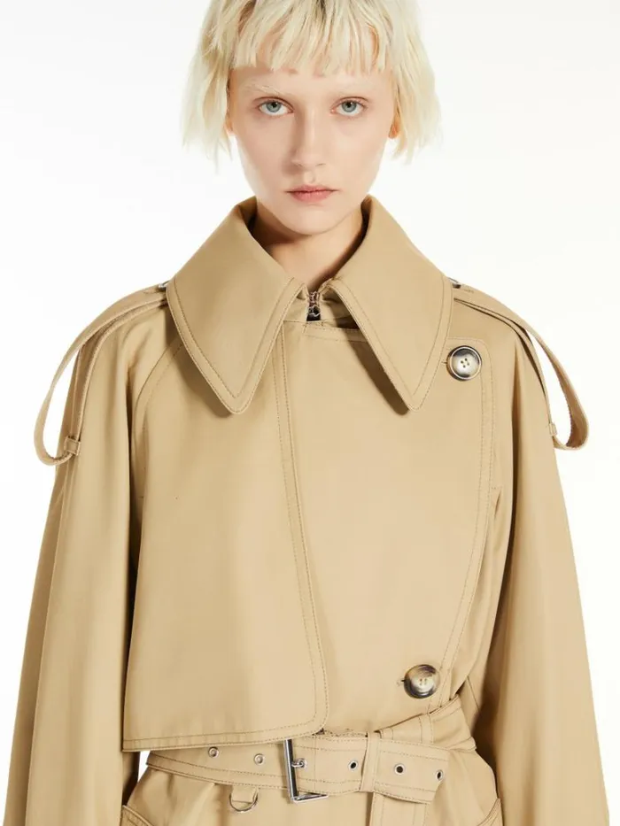 Women Max Mara Trench Cotton Gabardine Trench Coat Beige