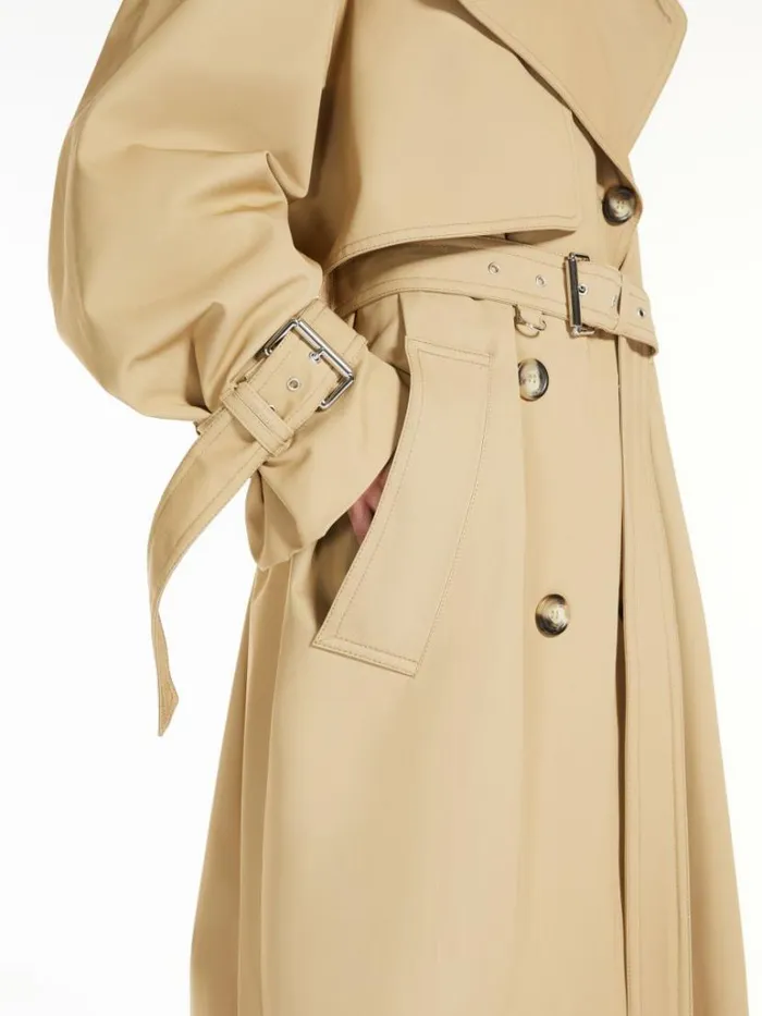 Women Max Mara Trench Cotton Gabardine Trench Coat Beige