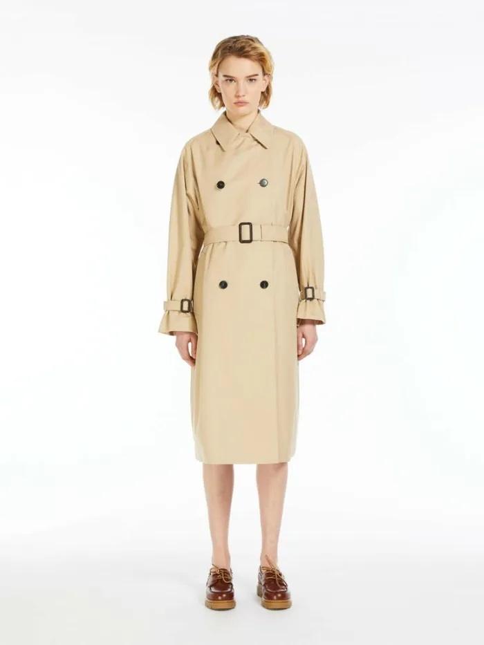 Women Max Mara Trench Reversible Waterrepellent Fabric Trench Coat Honey