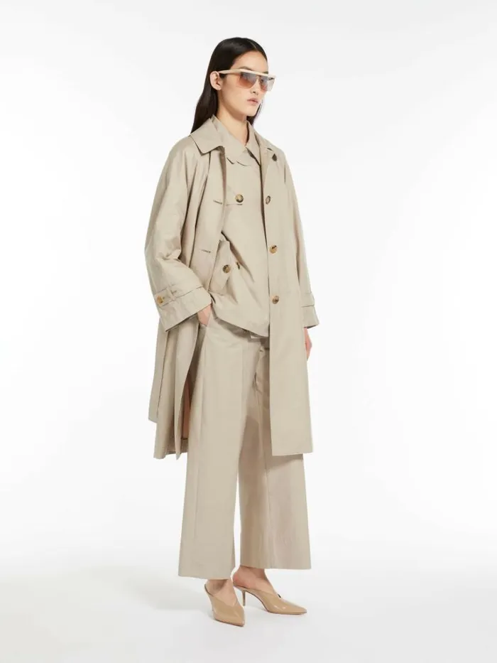 Women Max Mara Trench Singlebreasted Trench Coat In Waterresistant Twill Beige