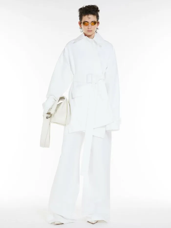 Women Max Mara Trench Waterresistant Cotton Safari Jacket Optical White