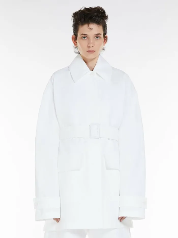 Women Max Mara Trench Waterresistant Cotton Safari Jacket Optical White