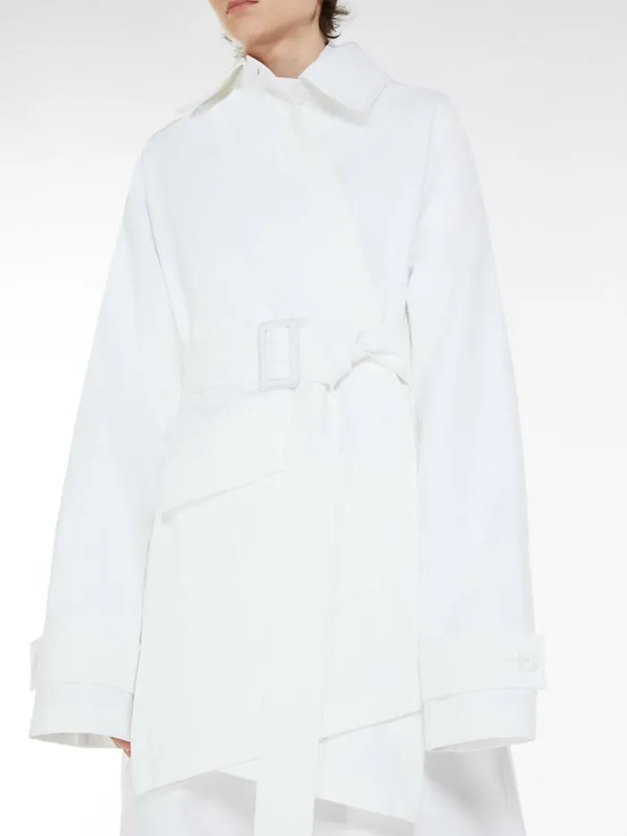 Women Max Mara Trench Waterresistant Cotton Safari Jacket Optical White