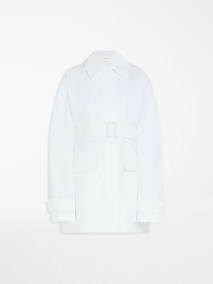 Women Max Mara Trench Waterresistant Cotton Safari Jacket Optical White