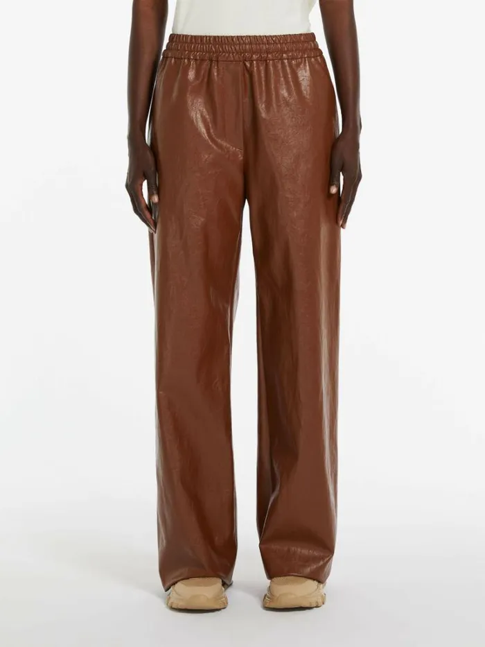Women Max Mara Trousers And Jeans Coated Fabric Palazzo Trousers Tobacco