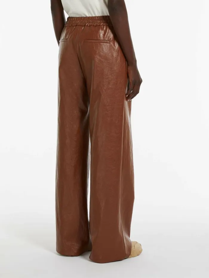 Women Max Mara Trousers And Jeans Coated Fabric Palazzo Trousers Tobacco