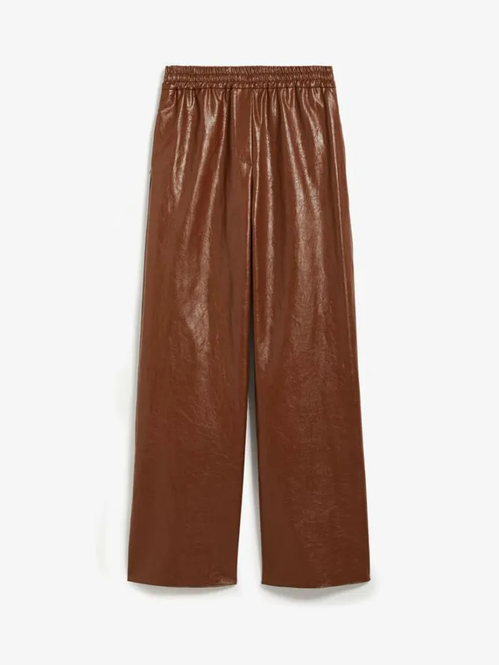 Women Max Mara Trousers And Jeans Coated Fabric Palazzo Trousers Tobacco